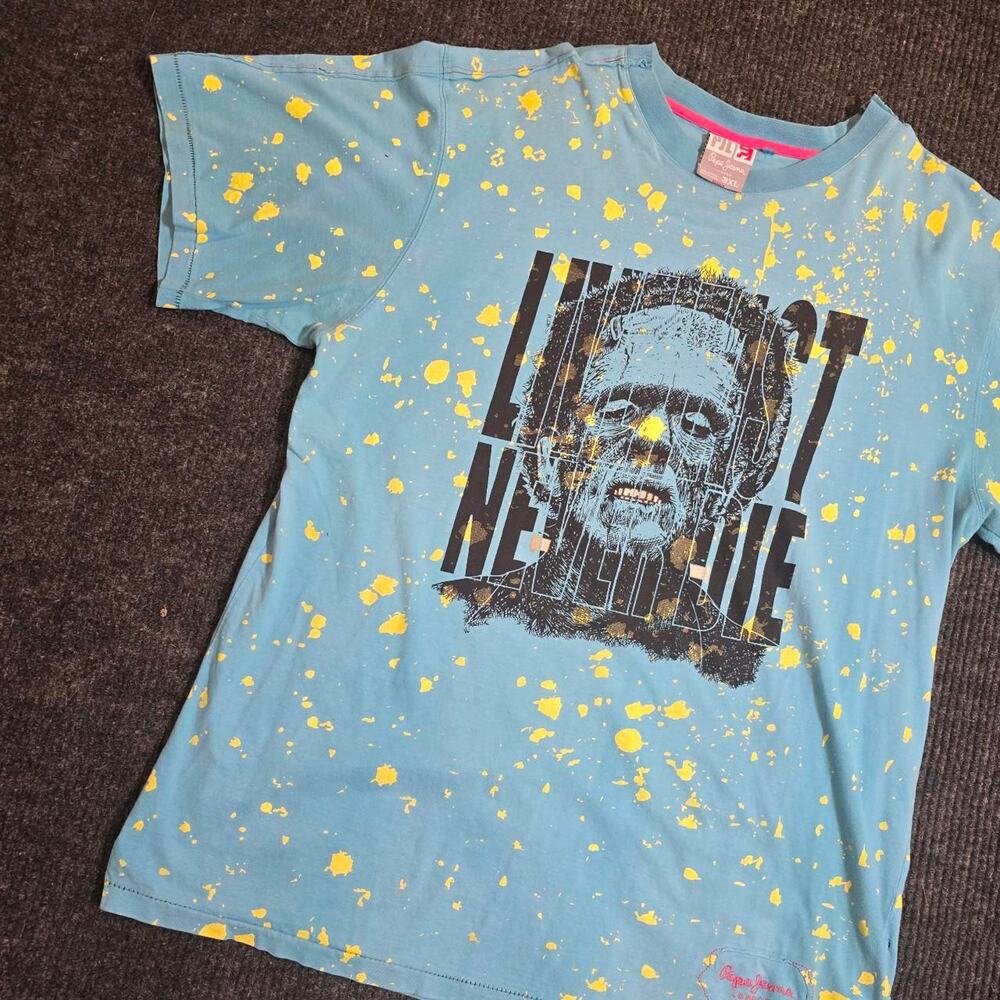 Vintage 90S pepe Jeans blue Frankenstein oversized tee - Picture 2 of 6